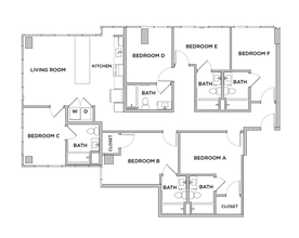 F2 - 6x6 Primary Bedroom Private Bathroom floor plan